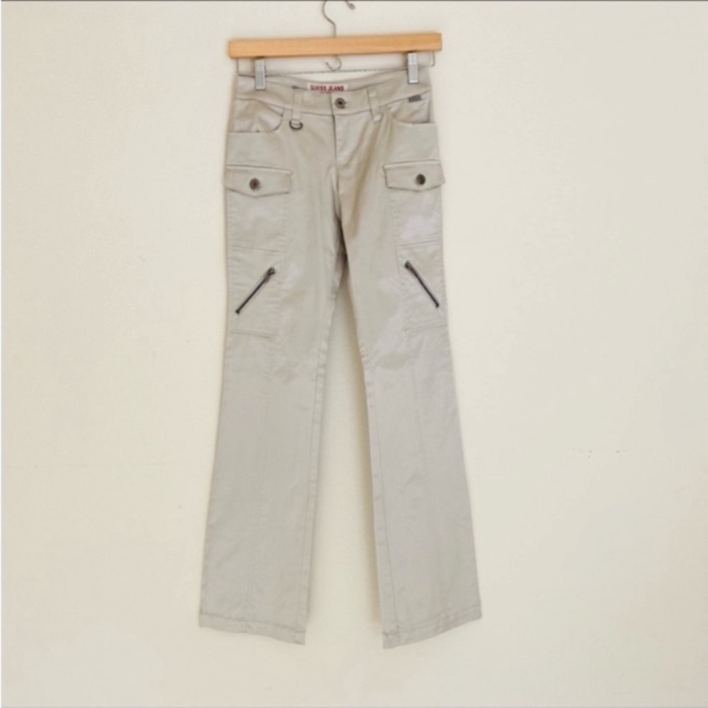 Y2K GUESS Jeans Khaki Tan Cargo Pants SZ 26